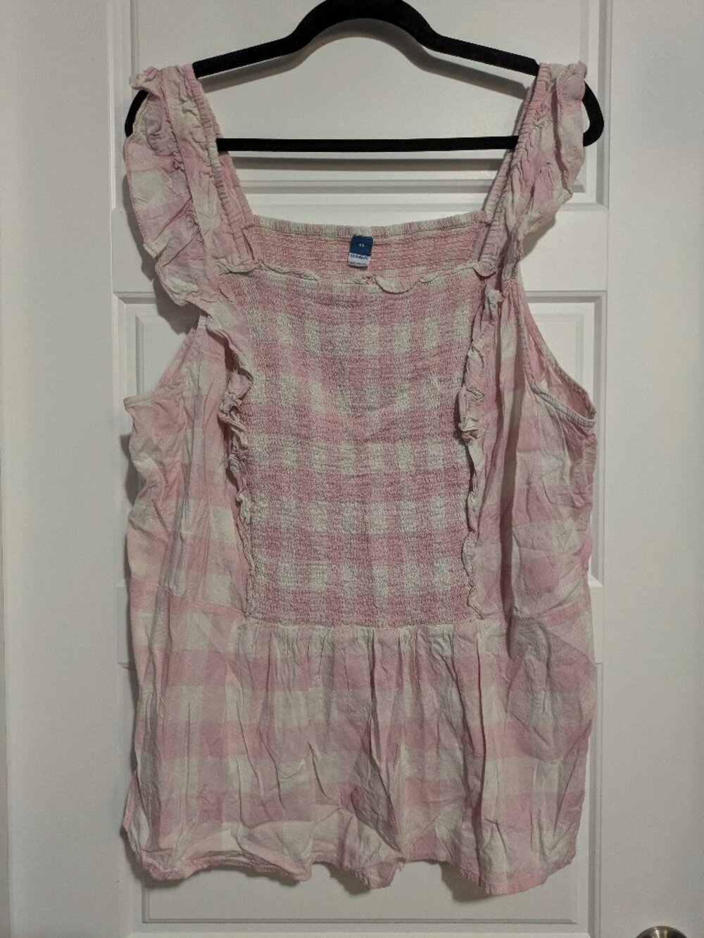 Old Navy Sleeveless Checkered White/Pink Plus Sized Blouse (4X)